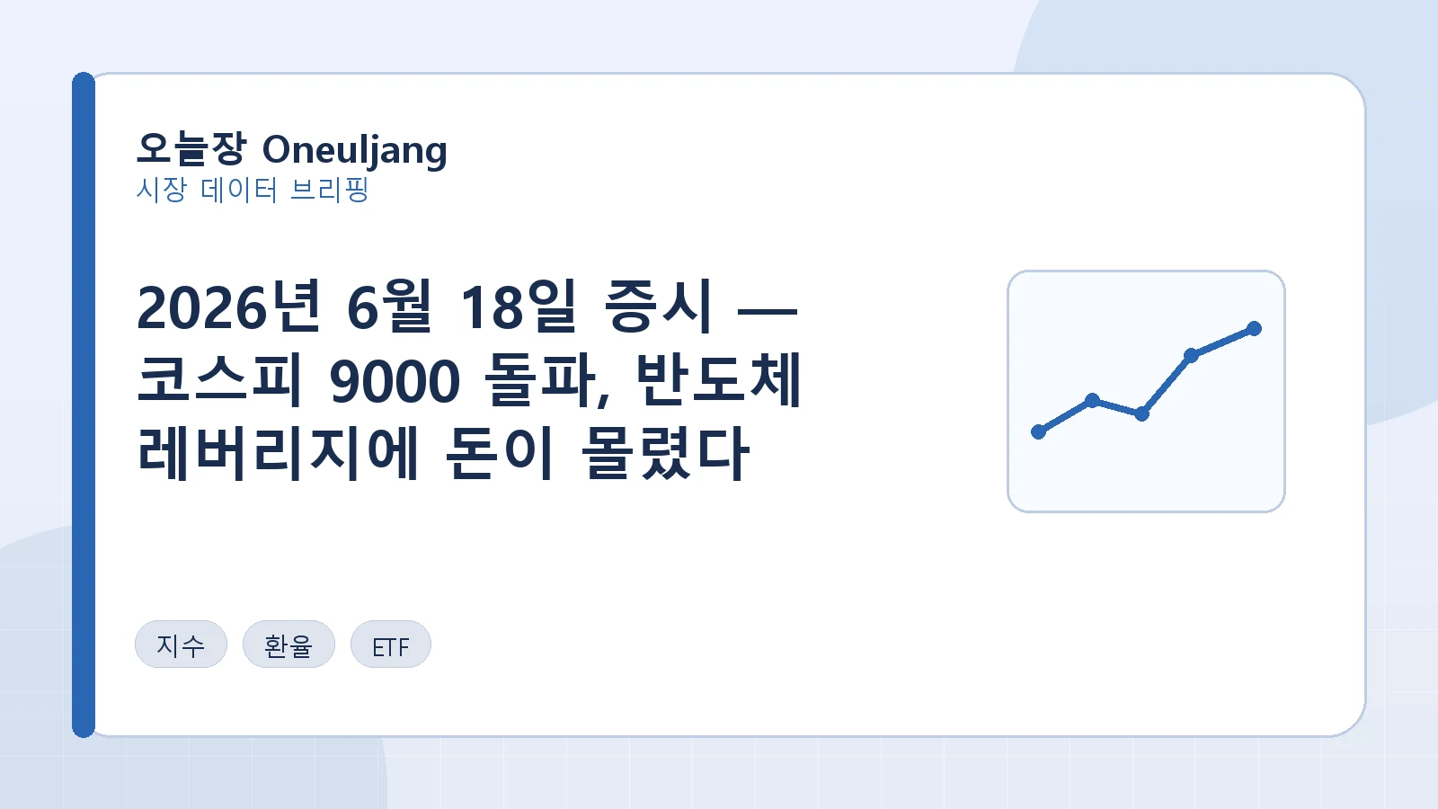 2026년 6월 18일 증시 — 코스피 9000 돌파, 반도체 레버리지에 돈이 몰렸다 요약 이미지