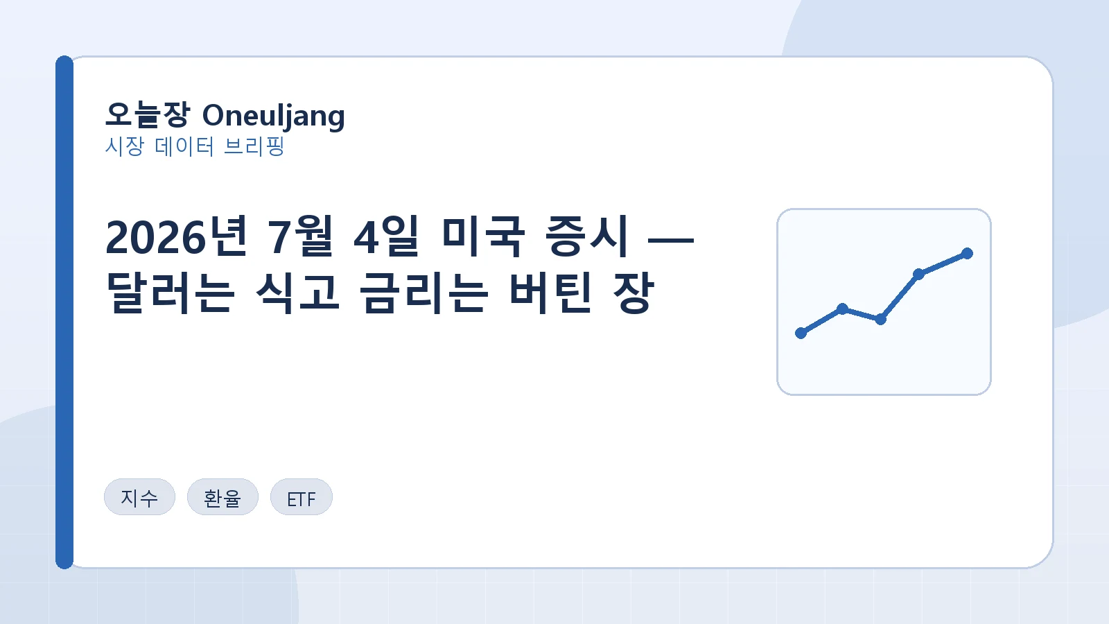 2026년 7월 4일 미국 증시 — 달러는 식고 금리는 버틴 장 요약 이미지