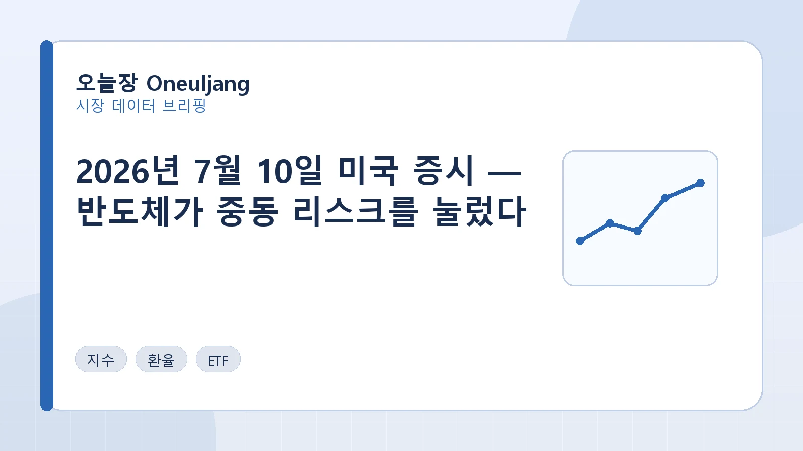 2026년 7월 10일 미국 증시 — 반도체가 중동 리스크를 눌렀다