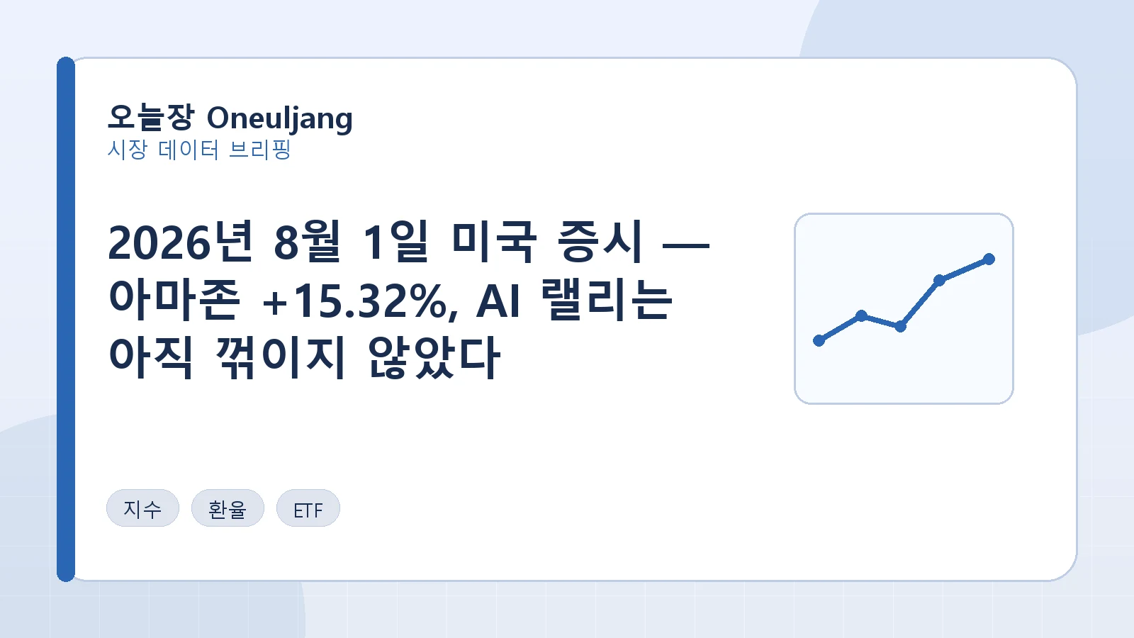 2026년 8월 1일 미국 증시 — 아마존 +15.32%, AI 랠리는 아직 꺾이지 않았다