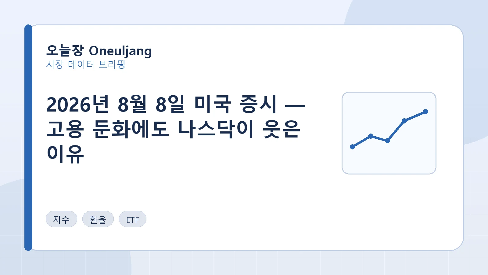 2026년 8월 8일 미국 증시 — 고용 둔화에도 나스닥이 웃은 이유 요약 이미지