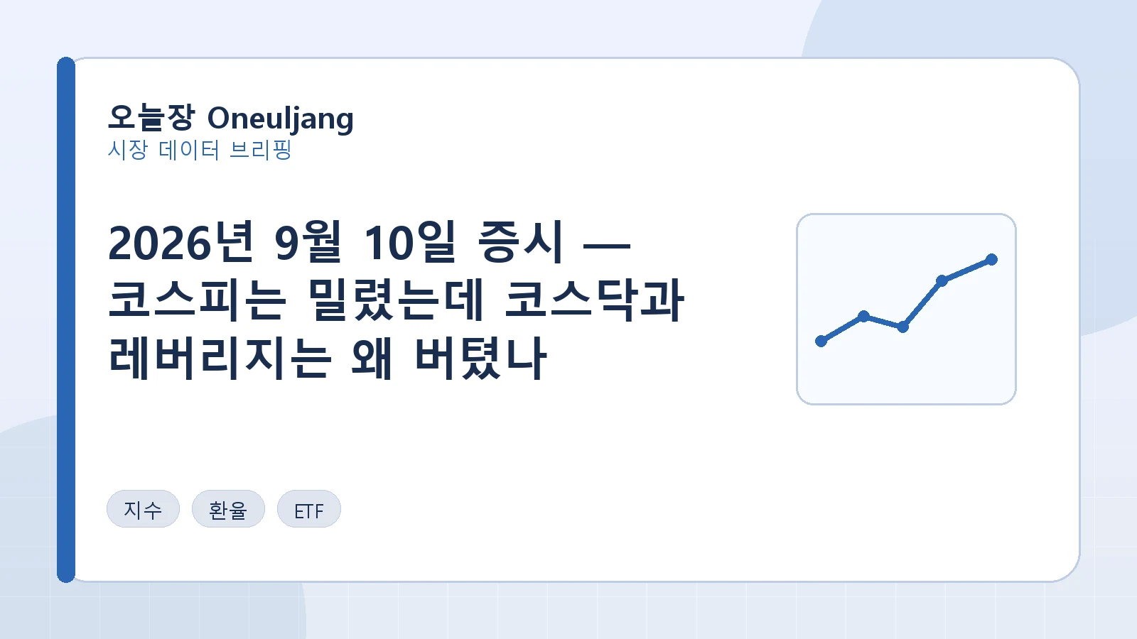2026년 9월 10일 증시 — 코스피는 밀렸는데 코스닥과 레버리지는 왜 버텼나