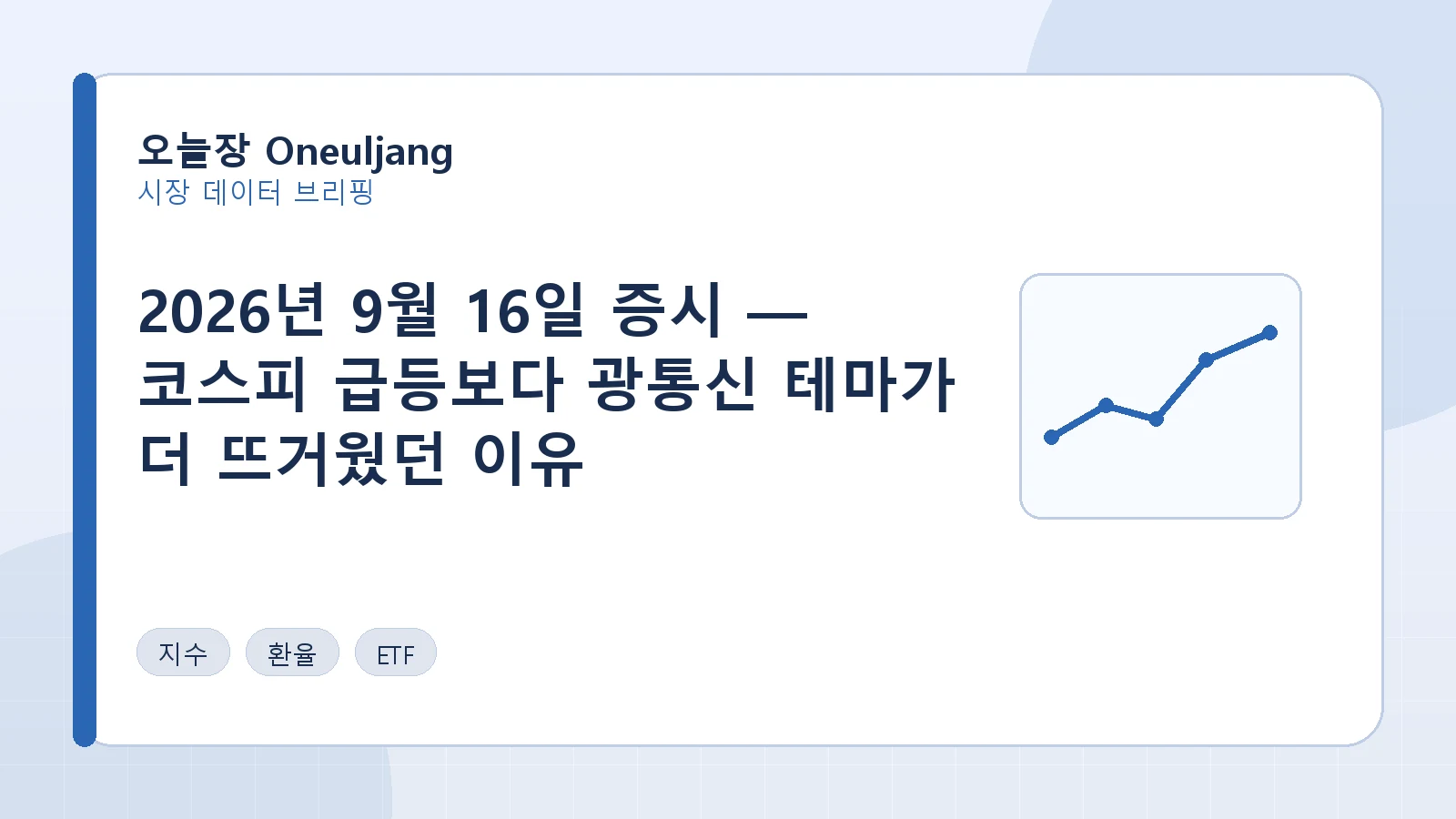 2026년 9월 16일 증시 — 코스피 급등보다 광통신 테마가 더 뜨거웠던 이유 요약 이미지