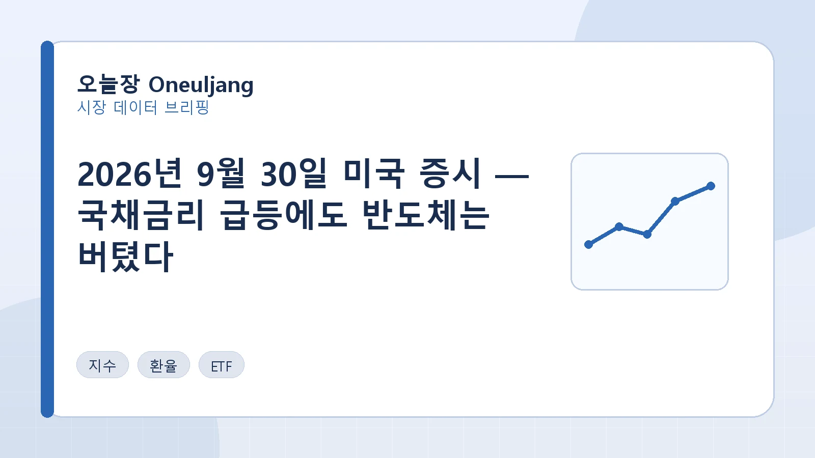2026년 9월 30일 미국 증시 — 국채금리 급등에도 반도체는 버텼다