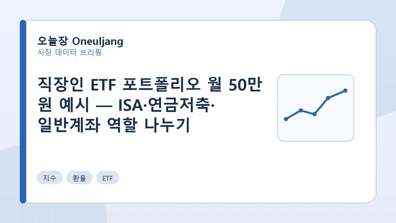 직장인 ETF 포트폴리오 월 50만 원 예시 — ISA·연금저축·일반계좌 역할 나누기 요약 이미지